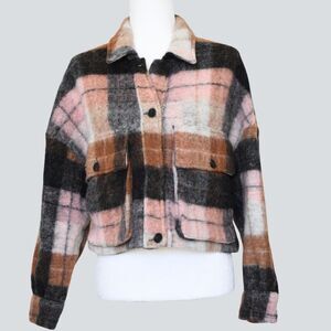 ZARA Women's Cropped Plaid Overshirt Shacket Size XS